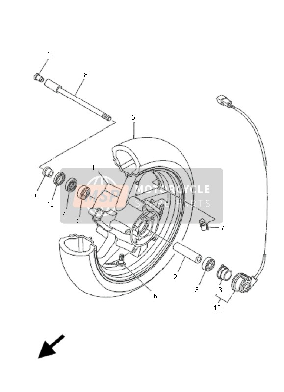 Yamaha XP500 T-MAX 2006 Ruota anteriore per un 2006 Yamaha XP500 T-MAX